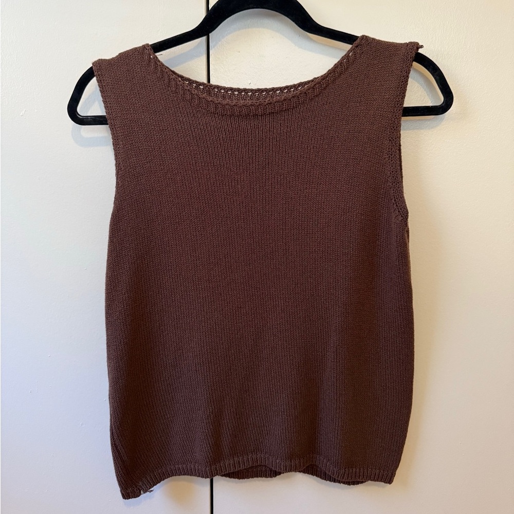 Brown Sleeveless Knit Top